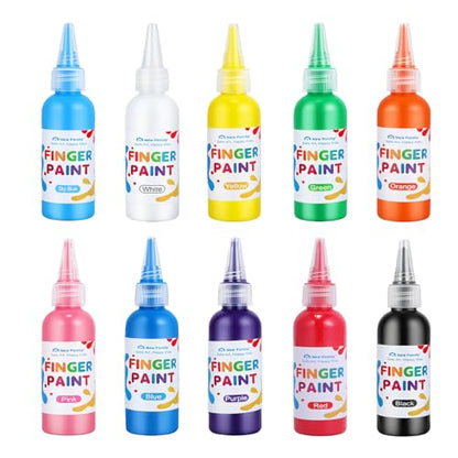 Washable Paint Set, 10 Colors x 60ml (2 fl oz) Squeeze Bottles, Non-Toxic Craft Paint for Paper, Posters, Classroom Art & DIY Projects - color: 10colors