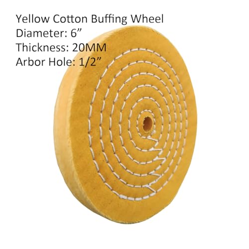 6pc 6" Cotton Buffing Polishing Wheel Kit for Bench Grinder,1/2" Arbor Hole | Includes 3pc 6" Cotton Polishing Buffing Wheel And 3pc 100g Bar Polishing Compound. For Polishing Aluminum, Brass & Jewelry - style: 6" X 1/2" AH 6PC