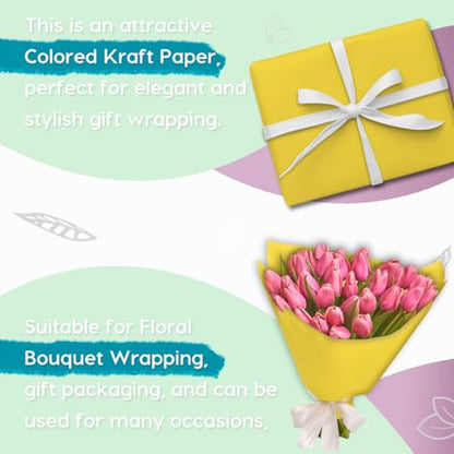 SMART&CASUAL 15" x 450" (37.5') Kraft Paper Roll for Art Craft Supplies Gift Wrapping Moving Packing Painting Drawing Paint Easel Poster Chart Paper (Lemon Yellow, 15" W x 450" L (37.5')) - color: Lemon Yellow, size: 15"W x 450"L ( 37.5' )