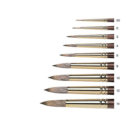 Winsor & Newton Monarch Round Long Handle Brush, Size 0 - size: #0, style: Round