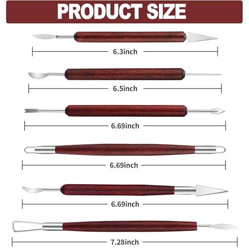 LINPHCEY 6-Piece Clay Sculpting Tools Set Perfect for Polymer Air Dry Modeling Clay Beginners & Professionals Ideal for DIY Pottery & Ceramics Tools for Clay Sculpting & Crafting