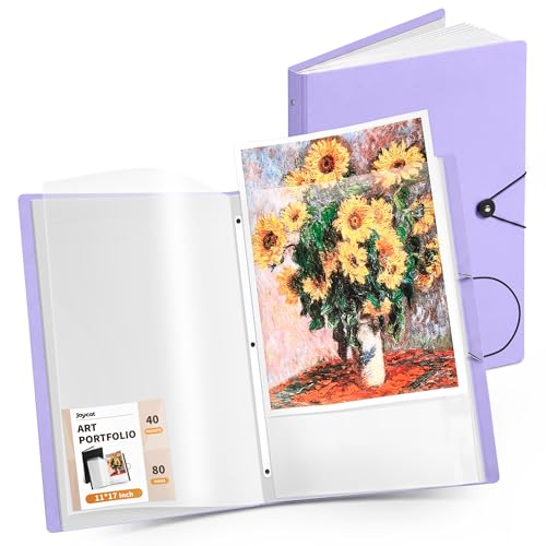 JoyCat Art Portfolio Binder Fits 11"x17",40 Pockets Art Folder with Clear View Pages, 80 Sheets Presentation Binder for Artists and Students (Purple) - color: Purple, size: 11x17 inch