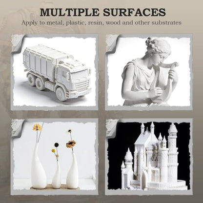 Nicpro White Surface Primer Airbrush Paint (8.4oz, 250 ml), Matte Finish, Ready To Spray Air Brush Water-Based Acrylic Primer for Beginners & Artists Priming Plastic Models, Miniatures, Figures, Craft - color: White, size: 8.45 Fl Oz (Pack of 1)