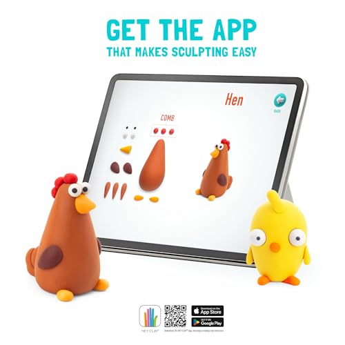 HEY CLAY Set - Colourful Modeling Air Dry Clay Kit for Kids 15 cans and Sculpting Tools with Fun Interactive Instructions App - Children 3+ (Farm Birds) - style: Farm Birds