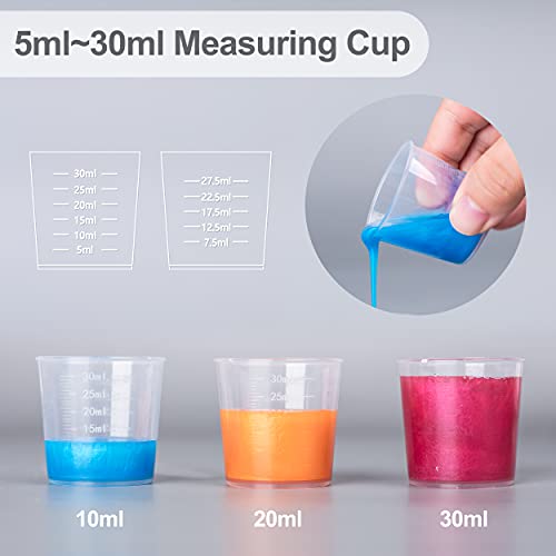 LET'S RESIN Epoxy Mixing Cups Kit,200Pcs, Plastic, 30ml Disposable Measuring Cups,50 Wooden Stirring Sticks for Paint Mixing, Jewelry Making - size: 30ML