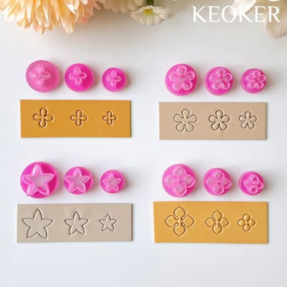 KEOKER Spring Clay Cutters, Spring Polymer Clay Cutters Flowers, Small Flower Clay Cutter, 12 Shapes Polymer Clay Cutters for Earrings, Polymer Clay Tools, Polymer Clay Earring Making Kit - color: C Color