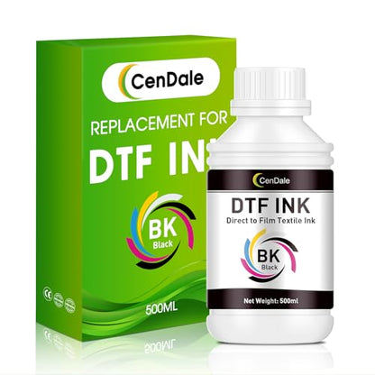 CenDale Premium DTF Black Ink - 500ML for PET Film, Refill Ink for Epson ET-8550, L1800, L800, R2400, R1390, P400, P800, XP15000, Heat Transfer Printing Direct to Film - color: Black, style: DTF Ink