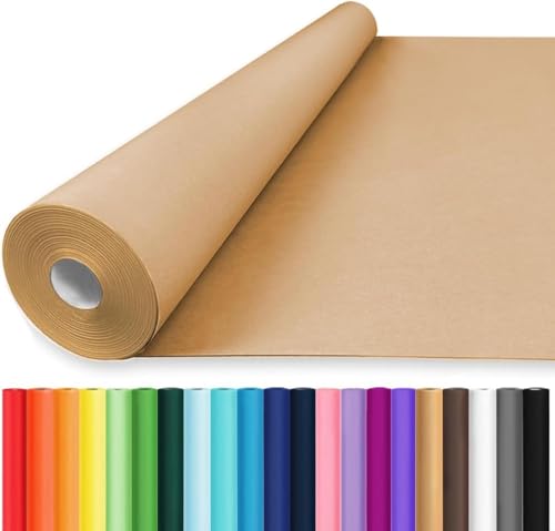 Vanhench 36"x 2400" (200') Brown Wrapping Paper Roll, Bulletin Board Paper Kraft/Craft Paper, Birthday Valentines Bouquet Flower Gift Packing Art Poster Crafting Moving Shipping Supplies, 70GSM 55LB - color: Brown, size: 36" X 200'