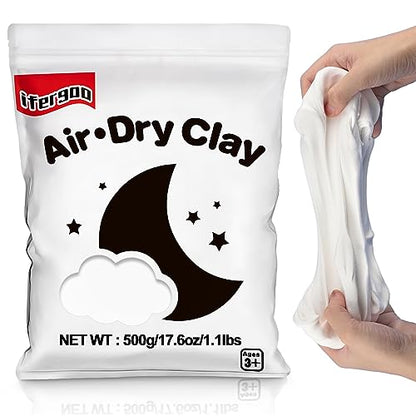 iFergoo White Air Dry Clay, DIY Creative Modeling Clay for Kids, Super Light Magic Clay for Kids Age 3-12, Safe & Non-Toxic, Molding Sculpting - color: White/500g