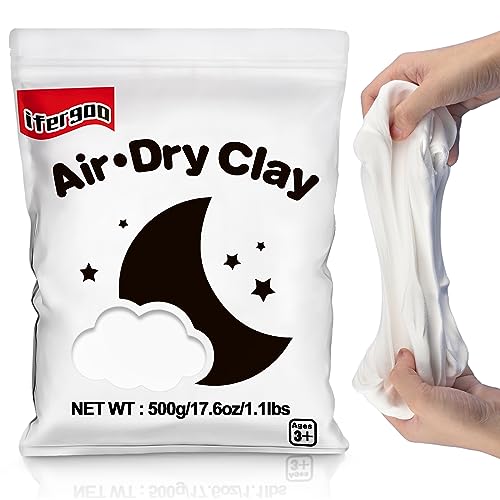 iFergoo White Air Dry Clay, DIY Creative Modeling Clay for Kids, Super Light Magic Clay for Kids Age 3-12, Safe & Non-Toxic, Molding Sculpting - color: White/500g
