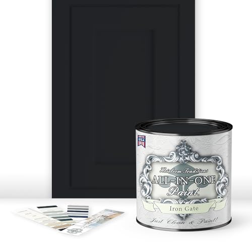 ALL-IN-ONE Paint by Heirloom Traditions, 2 Quart Cabinet Paint Bundle and Tool Kit - Iron Gate (black) - color: Iron Gate