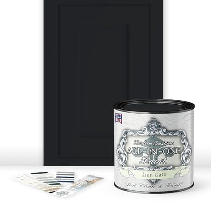ALL-IN-ONE Paint by Heirloom Traditions, 2 Quart Cabinet Paint Bundle and Tool Kit - Iron Gate (black) - color: Iron Gate
