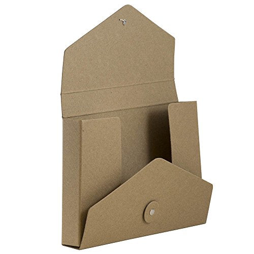 JAM PAPER Kraft Portfolio with Button and String Tie Closure - Video Size - 5 1/2 x 8 1/2 x 1 - Natural Recycled - Sold Individually - color: Natural Recycled, size: Video Size (5 1/2" x 8 1/2" x 1")