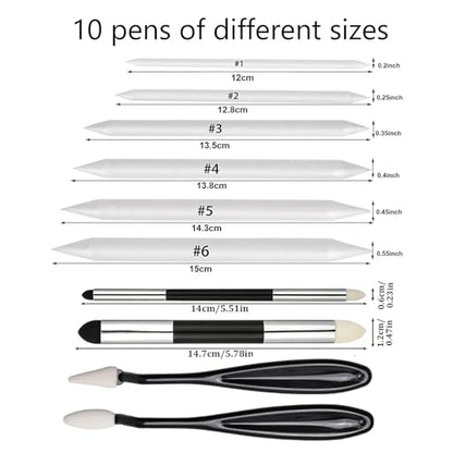 30 Pcs Oil Pastel Blending Tools, Blending Stumps and Tortillons Set for Rub and Buff with Sponge Replacement Heads Artists Students Sketching Drawing