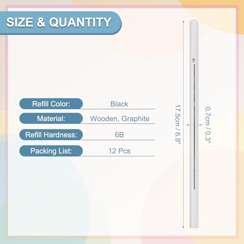 PATIKIL 6B Graphite Pencils for Drawing, 12Pcs Sketching Pencils Wood Supplies Set Break-Resistant Lead with Built-in Sharpening Area for Painting Sketching Artist Design - style: 6B