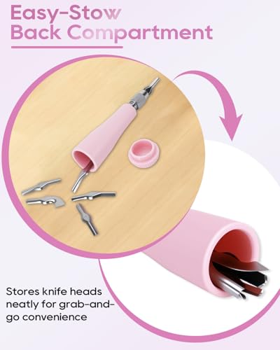 UCEC Linocut Carving Kit – 6-Blade Carving Kit for Stamp Making, Linocut Tools for Block Printing & Printmaking – Ergonomic Handle, Portable Design (Pink) - color: 1pc Linoleum Knife(pink)