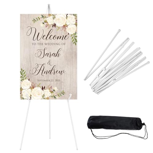 JEAWIWI 1PCS White Easel Stand for Wedding Sign Stand, 66 Inches Lightweight Adjustable Art Poster Board Stand for Display Wedding Welcome Sign, Metal Easel Stand for Painting with Portable Bag - color: White, size: 1 PCS