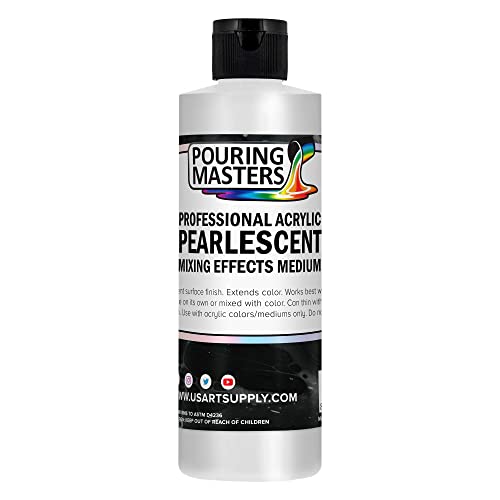 Pouring Masters 8 Oz Acrylic Pearlescent Effects Medium - Creates Pearl Iridescent Metallic Shimmer for Fluid Art & Acrylic Painting - size: 8-ounces