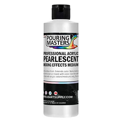 Pouring Masters 8 Oz Acrylic Pearlescent Effects Medium - Creates Pearl Iridescent Metallic Shimmer for Fluid Art & Acrylic Painting - size: 8-ounces