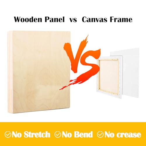 Falling in Art 2 Pack Unfinished Wooden Canvas Panels, 8x8 Gallery Birch Wood Panels Kit, 1 1/2" Deep Art Cradle Boards for Acrylic Painting, Pouring and Burning - size: 8*8 2 Pack