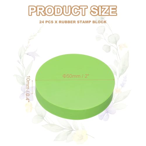 PATIKIL 24Pcs 2" Rubber Carving Blocks, Soft Linoleum Art Carving Block Round Crafts Stamp Making for Printmaking Stamps Carving Supplies, Green - color: Green
