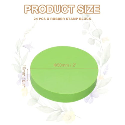 PATIKIL 24Pcs 2" Rubber Carving Blocks, Soft Linoleum Art Carving Block Round Crafts Stamp Making for Printmaking Stamps Carving Supplies, Green - color: Green