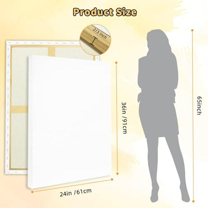 2-Pack 24x36 Stretched Canvas 13.4oz Warp-Resistant for Oil & Acrylic | 13.4oz (380gsm) triple gesso primed, warp-resistant, large pre-stretched canvas for gallery-quality art - size: 2pk - 24"x 36"