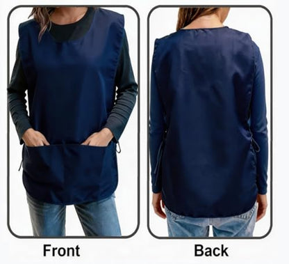 Large Smock Cobbler Apron for Men & Women, Adjustable Side Ties & 2 Pockets - color: Dark Blue