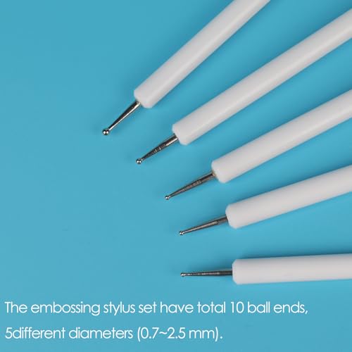 5-in-1 Embossing Stylus Set, 5 Sizes Double Ended Tracing & Dotting Tools for Carbon Paper, Mandala Rock Painting, Pottery Clay, Craft Embossing, Nail Art – Professional Embossing Tools Kit