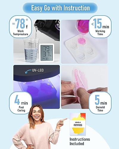 Nicpro UV Resin Kit 2000g, Large Crystal Clear UV Cure Epoxy Resin Supplies, Low Odor & Quick Curing Transparent Solar Activated Glue for Jewelry Making, Handmade DIY Craft, Coating and Casting - size: 2000 g