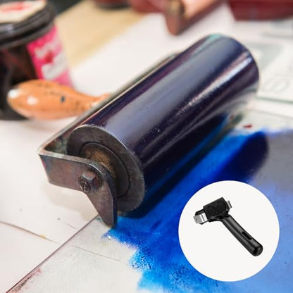 YOKIVE 1 Pcs Rubber Roller Brayer, Printmaking Ink Print Spreading Brush Tool, Great for Art Printing, Craft Stamping (Black 3-Inch) - size: 3 Inch