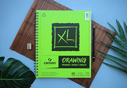Canson XL Series Drawing Pad, Side Wire Bound, 9x12 inches, 60 Sheets - Artist Paper for Students, Marker, Pen, Ink, Pencil