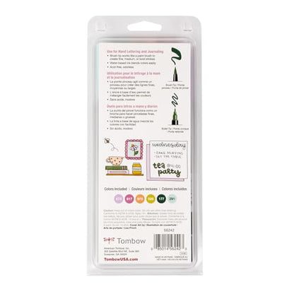 Tombow 56242 Dual Brush Pen Art Markers, Teatime, 6-Pack, Water-Based, for Hand Lettering, Watercolor, Fine Art, Illustrations
