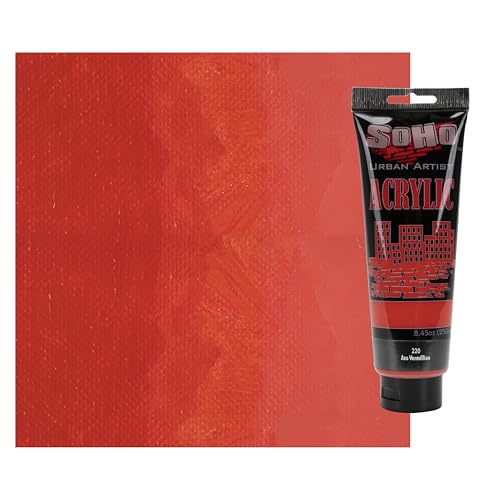 Soho Urban Artist Heavy Body Acrylic Paint - 250 ml Tube - Azo Vermilion - Thick, Rich Color, Excellent Coverage, Professional Quality - Artists Acrylic Paint - color: Azo Vermilion, size: 8.45 Fl Oz (Pack of 1)