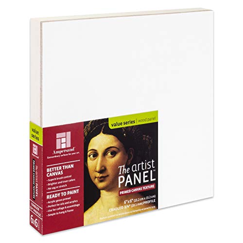 Ampersand Artist Panel Canvas Texture Surface for Painting, 3/4 Inch Depth, 6X6 Inch (APC75066) - size: 6X6, style: 3/4" Cradled