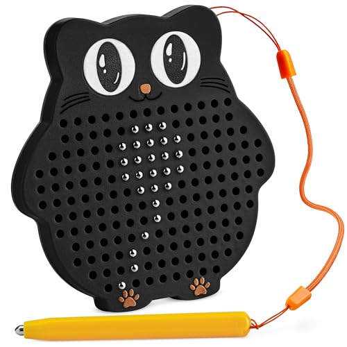 AYNAT FUN Magnetic Drawing Board for Kids & Toddlers with Beads and Magnet Stylus Pen - Magnetic Travel Toy for Airplane & Car Ride Activities for Kids - color: Black