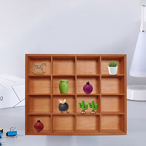 1Pc Wooden Drawer Organizer,16 Compartments Divided Tray for Arts Crafts Supplies,13.4x10.6x2‘’,Multifunction Serving Tray Divided Platter Food Server,Wooden Food Serve Tray,for Snack,Tea Bag,Hotpot