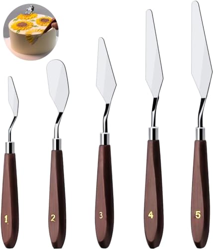 Cake Cream Spatula 5 Pieces, Stainless Steel Cake Apatula with Frosting Icing decorating Knife Art Painting Baking Pastry Tool Palette Knife for Cake Fondant Chocolate (5 Pcs) - color: 5 Pcs