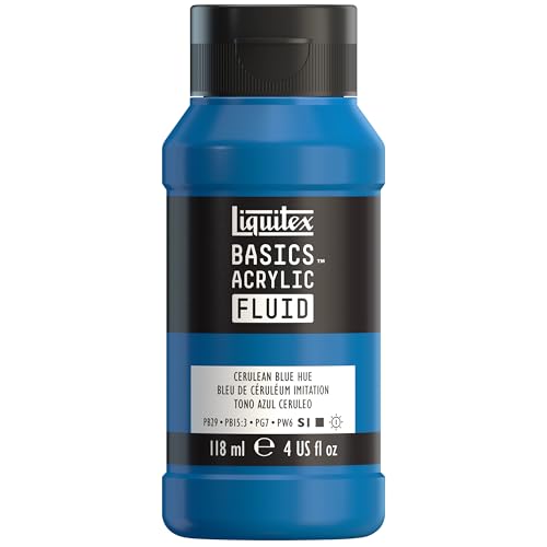 Liquitex BASICS Acrylic Fluid Paint, 118ml (4-oz) Bottle, Cerulean Blue Hue - color: Cerulean Blue Hue, style: 118ml (4-oz)