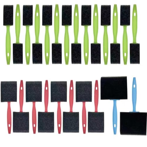 24Pcs Foam Paint Brushes, Coloful Plastic Handle Sponge Brushes for Painting, Paint Sponge -Lightweight&Durable -Premium Foam Brushes Set, Staining, Varnishes and DIY Craft Projects (1", 2" and 3") - color: Colorful