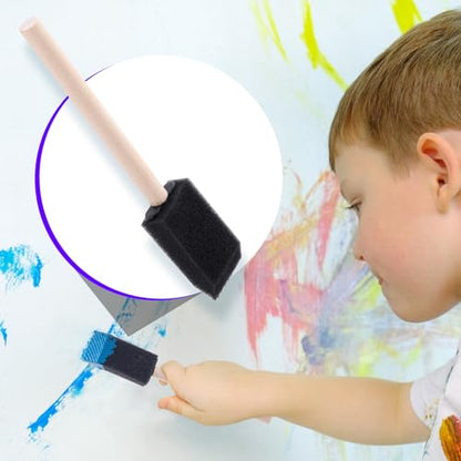 HINZIC 5 Pcs 5 Sizes Foam Paint Brushes Wood Handle Foam Brushes for Staining Varnishes, and DIY Large Area Crafting(4", 3", 2", 1.6'', 1") - size: 5pcs 4", 3", 2", 1.6'', 1"