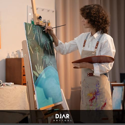 DJAR Large H-Frame Art Easel for Painting, Hold Canvas up to 49’’, Natural | Solid Beech Wood Adjustable Floor Stand with Storage Tray, Premium Art Supplies for Professional Artists, Students and Adults