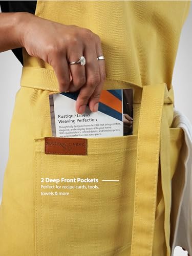 100% Cotton Kitchen Apron with 2 Pockets – Adjustable Chef Apron for Cooking Baking BBQ – Unisex Apron - color: Lemon, size: Standard