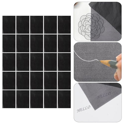 Zerodeko Graphite Carbon Paper Transfer Sheets 25pcs 23x33cm Black Single-Sided Tracing Paper for Drawing Art Crafts