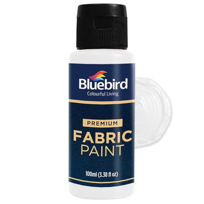 BLUEBIRD Fabric Paint, White, 3.4 Fl Oz, Permanent Fabric Paints for Clothes, Furniture Upholstery - color: White, size: 3.4 Fl Oz (Pack of 1)