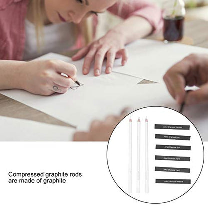 White Charcoal Pencils, Professional Drawing Pencil Set Wooden Sketching Supplies Drawing Graphite Accessories for Beginners and Artists