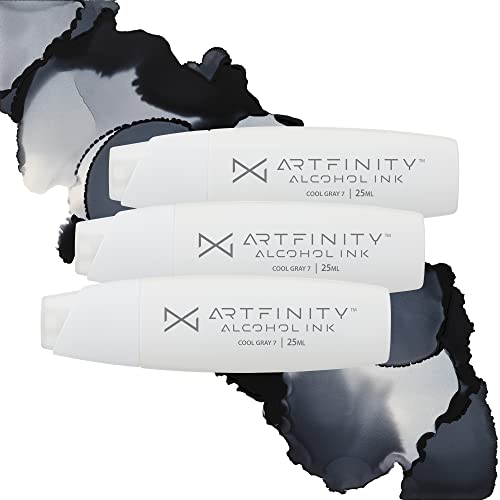Artfinity Alcohol Inks 3 Pack - Vibrant, Professional, Dye-Based Alcohol Inks for Artfinity Alcohol Markers, Artists, Drawing, & More! - Cool Grey 7 CG7 - color: Cool Grey 7 Cg7