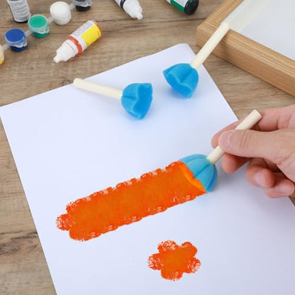 Nogeqi 20 Pcs Sponge Brushes for Painting, Round Flower Sponges Brush Set for Art Class Acrylic Painting, Foam Stencil Brush, Paint Tools for Kids Arts and Crafts(5 Style)