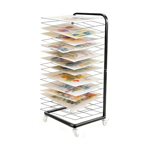 Art Drying Rack with 18 Shelves - Upgrade Heavy-Duty Mobile Drying Cart with Locking Wheels, Portable Storage Organizer for Classroom, Studio, School Art Supplies