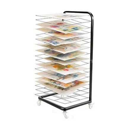 Art Drying Rack with 18 Shelves - Upgrade Heavy-Duty Mobile Drying Cart with Locking Wheels, Portable Storage Organizer for Classroom, Studio, School Art Supplies